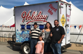 family infront of ice truck